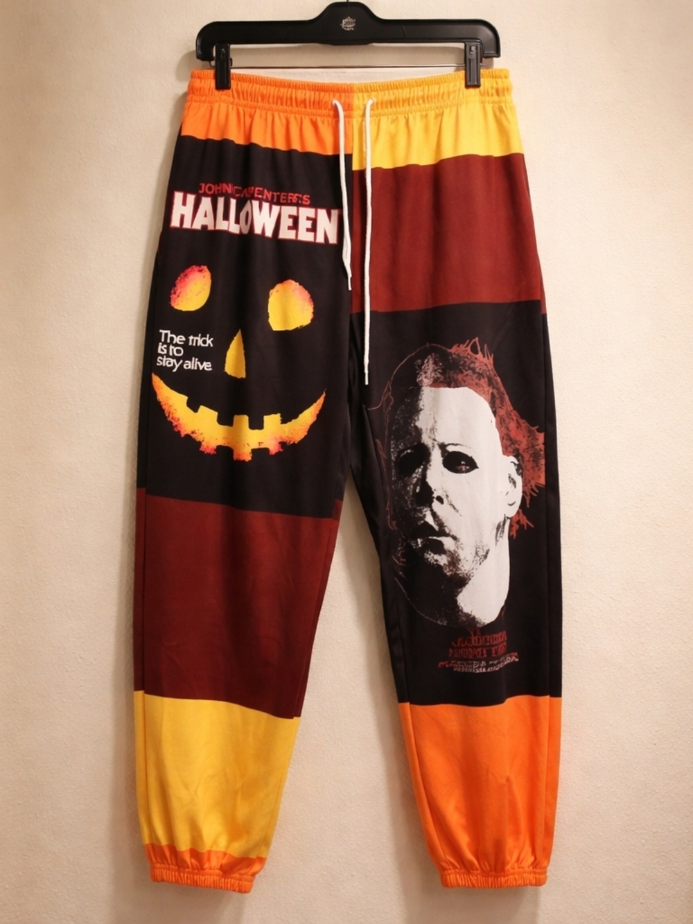Halloween Graphic Joggers in Black, Orange, Yellow - John Carpenter's Halloween